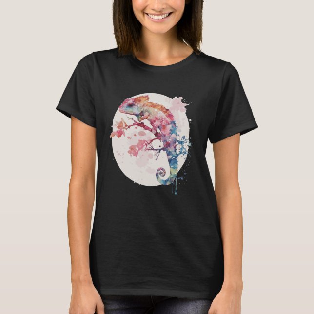 Camiseta Chameleon Cherry Blossom Japanese Sakura Reptile (Frente)