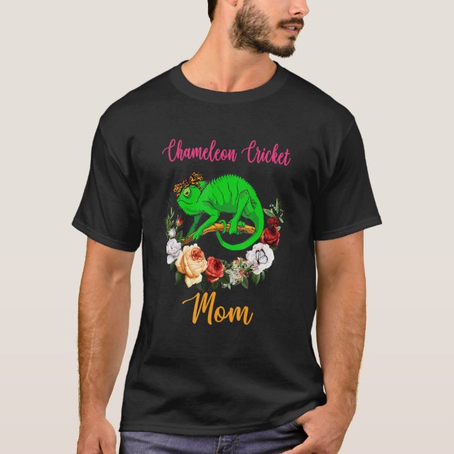 Camiseta Chameleon Cricket Mom Floral Cute Bow Tie Mother's (Frente)