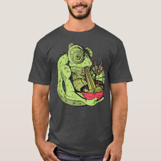 Camiseta Chameleon Eating Ramen Noodles Funny