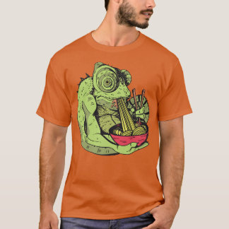 Camiseta Chameleon Eating Ramen Noodles Funny