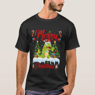 Camiseta Chameleon Feliz Papais noeis de Iluminação Árvore 