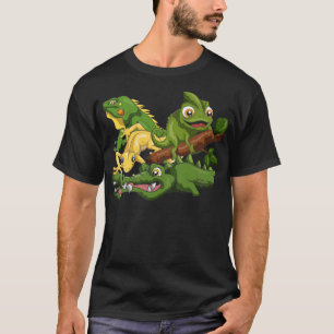 Camiseta Chameleon Lizard Crocodilo Animais Répteis