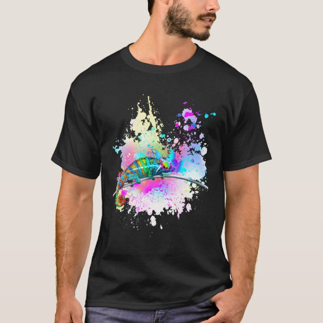 Camiseta Chameleon Lizard Rainbow Heart Glass Sungla (Frente)
