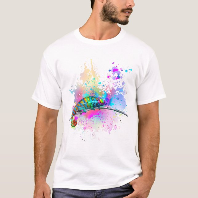 Camiseta Chameleon Lizard Rainbow Heart Love Glasses Sungla (Frente)