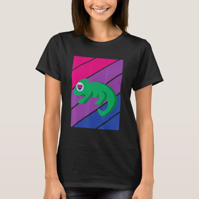 Camiseta Chameleon Pride Bisexual Flag LGBTQ Proud Ally Pri (Frente)
