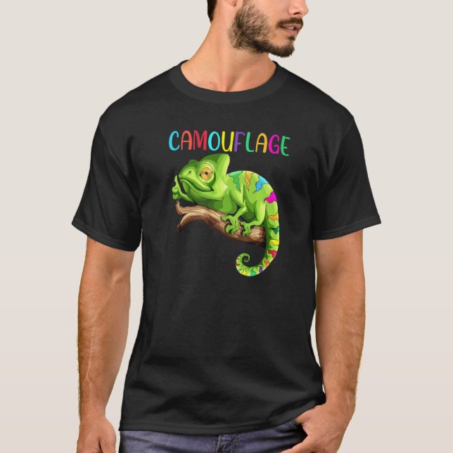 Camiseta Chameleon Reptiles Iguano Lizard Camouflage Terrar (Frente)