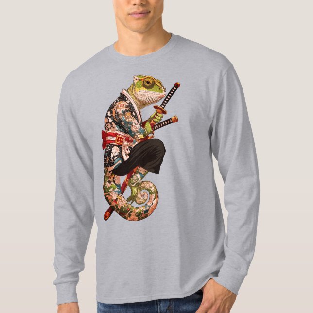 Camiseta Chameleon Samurai - Tatuado Guerreiro com Katana (Frente)