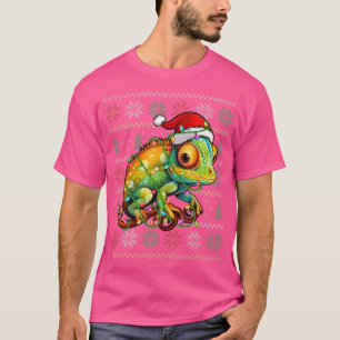 Camiseta Chameleon Vestindo Santa Hat Xmas Chameleon Lover 