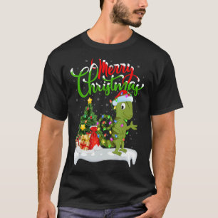Camiseta Chameleon Xmas Decorações Papais noeis Camaleão Ch