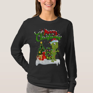 Camiseta Chameleon Xmas Decorações Papais noeis Camaleão Ch