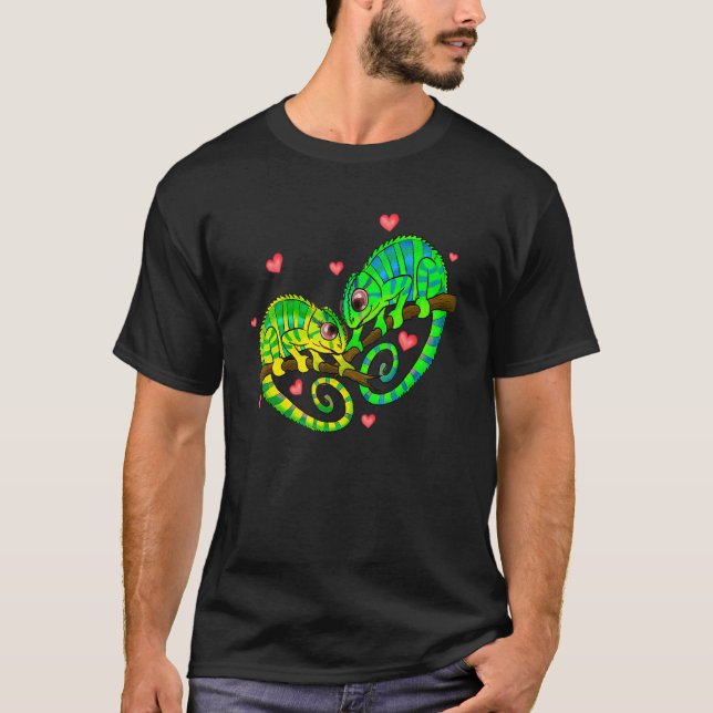 Camiseta Chameleons Couples Love Hearts Retro Style Valenti (Frente)