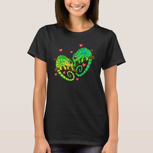 Camiseta Chameleons Couples Love Hearts Retro Style Valenti (Frente)