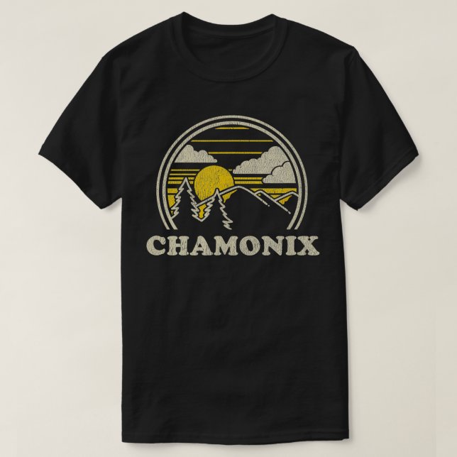 Camiseta Chamonix France Vintage Hiking Mounts (Frente do Design)