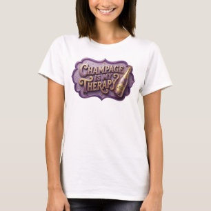 Camiseta CHAMPAGNE COLORIDO VIVO É A MINHA TERAPIA Texto 3D