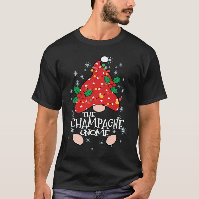 Camiseta Champagne Gnome Costume Family Matching  Christmas (Frente)