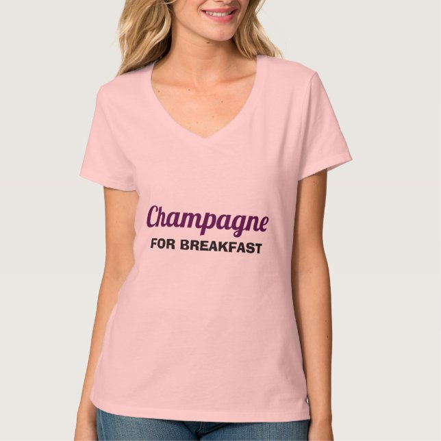 Camiseta Champagne para o pequeno almoço (Frente)