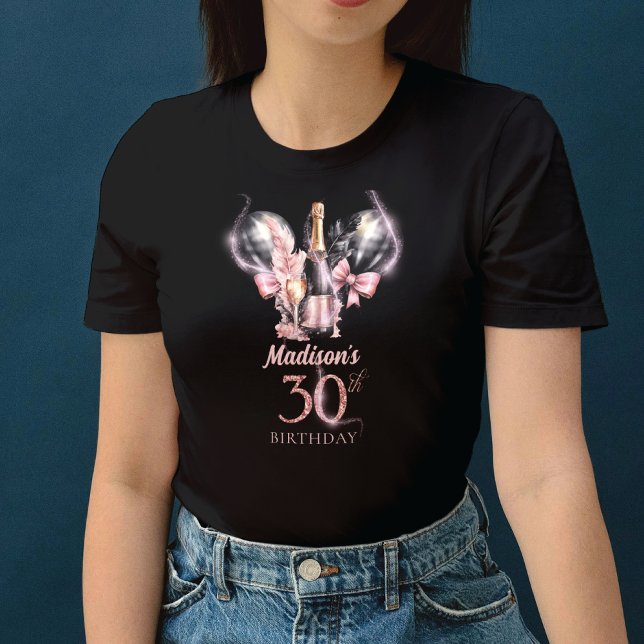 Camiseta Champanhe Preto-Rosa aniversário de 30 anos de Lux (Criador carregado)