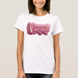 CAMISETA CHAMPANHE ROSA LINDO VEM EM PRIMEIRO LUGAR