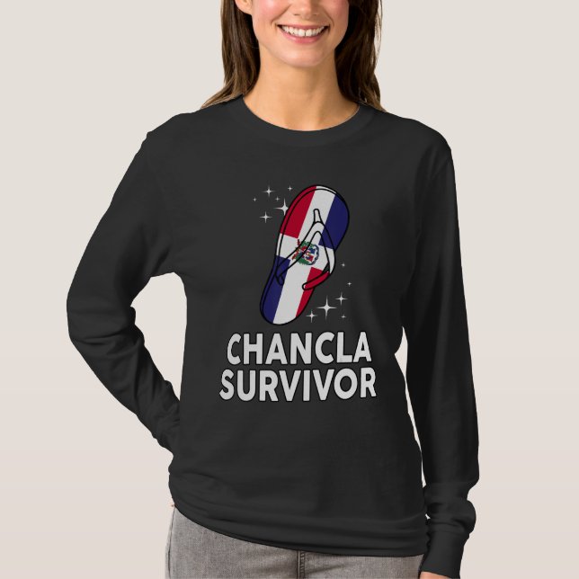 Camiseta Chancla Survivor Dominican Republic Flag Hispanic  (Frente)