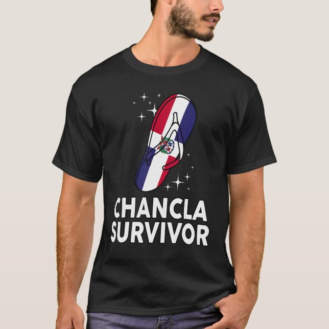 Camiseta Chancla Survivor Dominican Republic Flag Hispanic  (Frente)