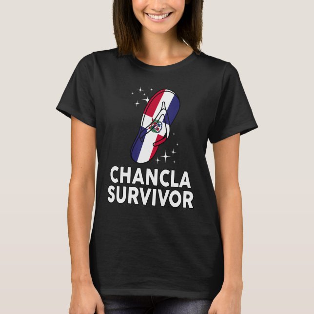 Camiseta Chancla Survivor Dominican Republic Flag Hispanic  (Frente)