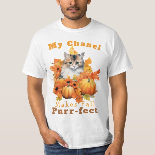 Camiseta Chanel de outono de Purr-Efeito Personalizável (Frente)