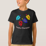 Camiseta Chanukah Dreidels<br><div class="desc">Um presente feliz de Chanukah que caracteriza 4 dreidels com letras hebréias que representam um grande milagre aconteceu lá!</div>