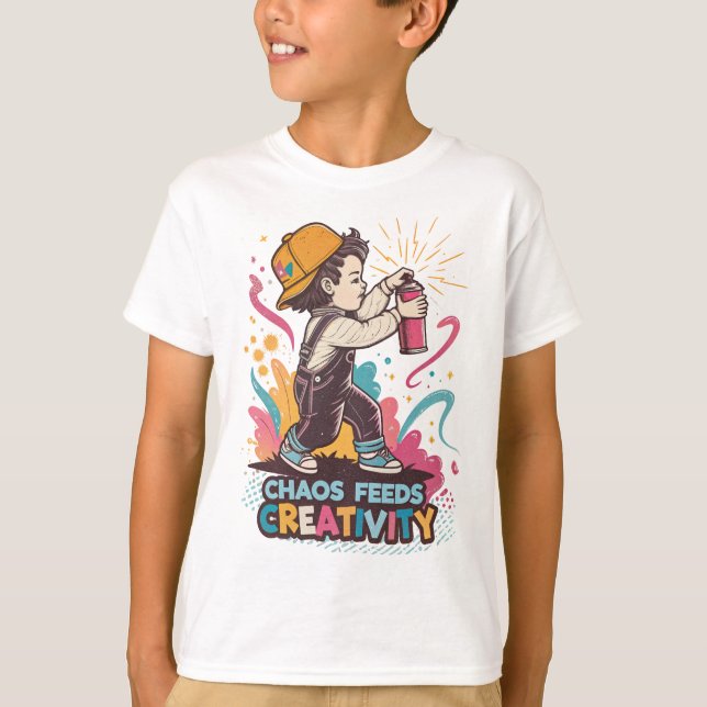 Camiseta Chaos Feeds Creativity – Retro Graffiti Pop Art  (Frente)