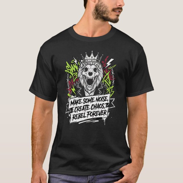 Camiseta Chaos Rebel King Streetwear Graphic T-Shirt – Punk (Frente)