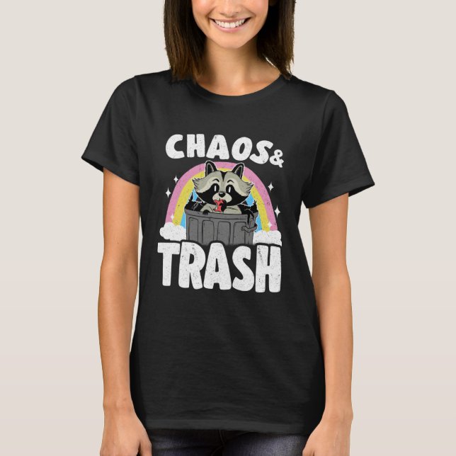 Camiseta Chaos & Trash Garbage Panda Rainbow Raccoon (Frente)