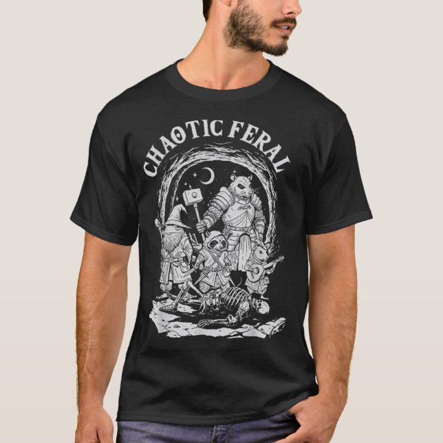 Camiseta Chaotic Feral Funny Rpg Party Fantasy Animal Meme  (Frente)