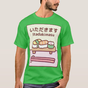 Camiseta Chapa De Sushi Japonês Com Chopsticks Itadakimas