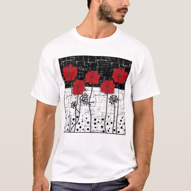 Camiseta Chapas de papel de papoila vermelha (Frente)