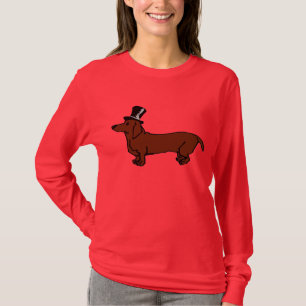 Camiseta Chapéu alto do Dachshund de Brown
