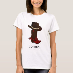 Camiseta Chapéu Country & Botas Marrons