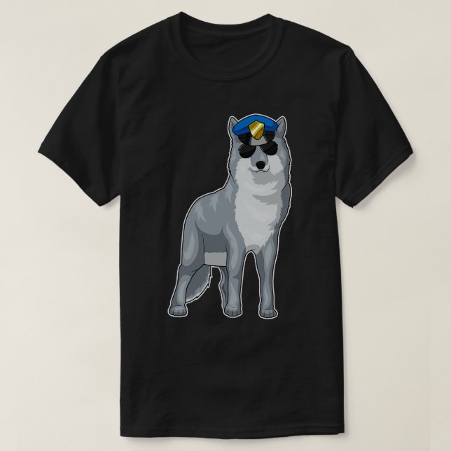 Camiseta Chapéu da Polícia de Wolf (Frente do Design)