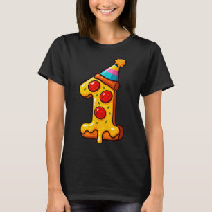 Camiseta Chapéu de Aniversário de 1 ano de idade Pizza Bday