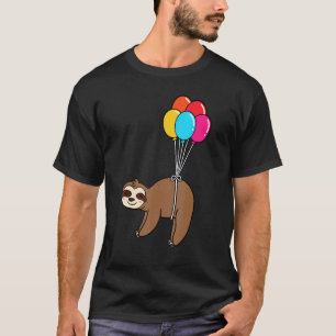 Camiseta Chapéu de Aniversário de Balão de Preguiça Bday An