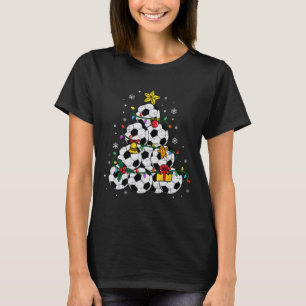Camiseta Chapéu de árvore de Natal de futebol Santa Xmas Es
