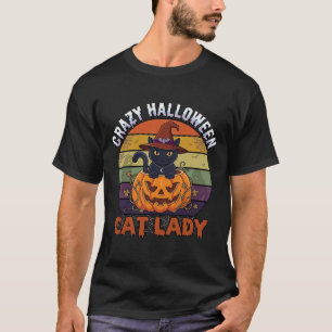 Camiseta Chapéu de Bruxa de Abóbora Preta Louca Senhora do 