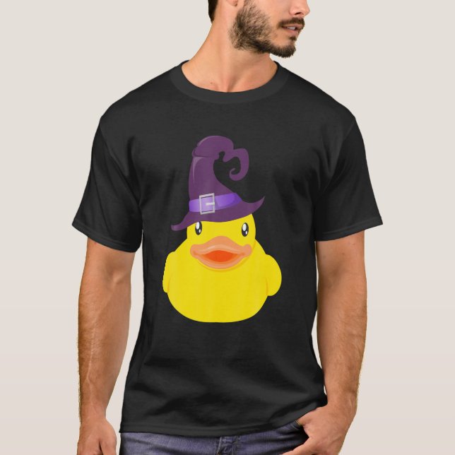 Camiseta Chapéu de Bruxa de Halloween de Pato (Frente)