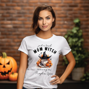 Camiseta Chapéu de Bruxa de Mãe Cansada e Café com Especiar