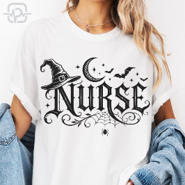 Camiseta Chapéu de Bruxa Enfermeira de Halloween Assustador