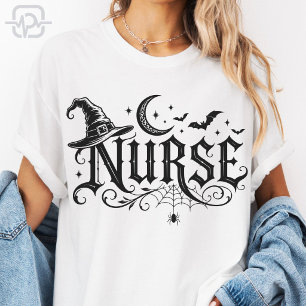 Camiseta Chapéu de Bruxa Enfermeira de Halloween Assustador