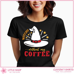 Camiseta Chapéu de Bruxa Fofinha Bruxa Sem Café Halloween