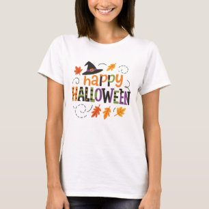 Camiseta Chapéu de Bruxa Fofo Festa Feliz Halloween