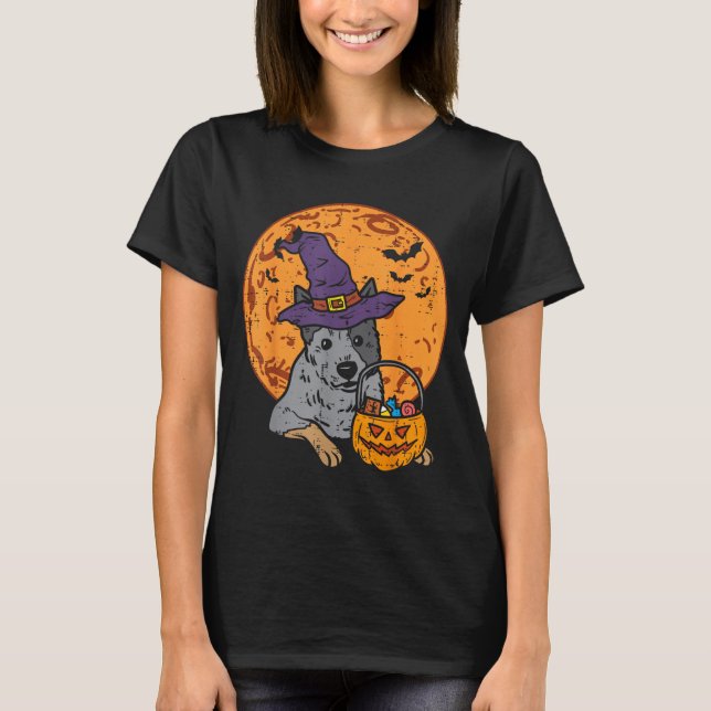 Camiseta Chapéu de Bruxa Lua Jack O Lantern Halloween (Frente)