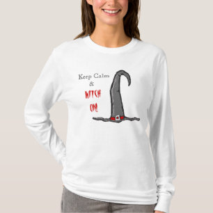 Camiseta Chapéu de Bruxa Mantenha a Calma