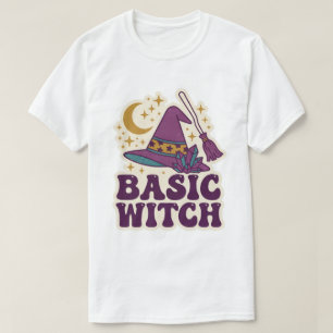 Camiseta Chapéu de Bruxa Retro Básico Arte de Halloween de