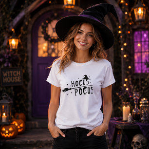 Camiseta Chapéu de Bruxa Vassoura Hocus Pocus Halloween